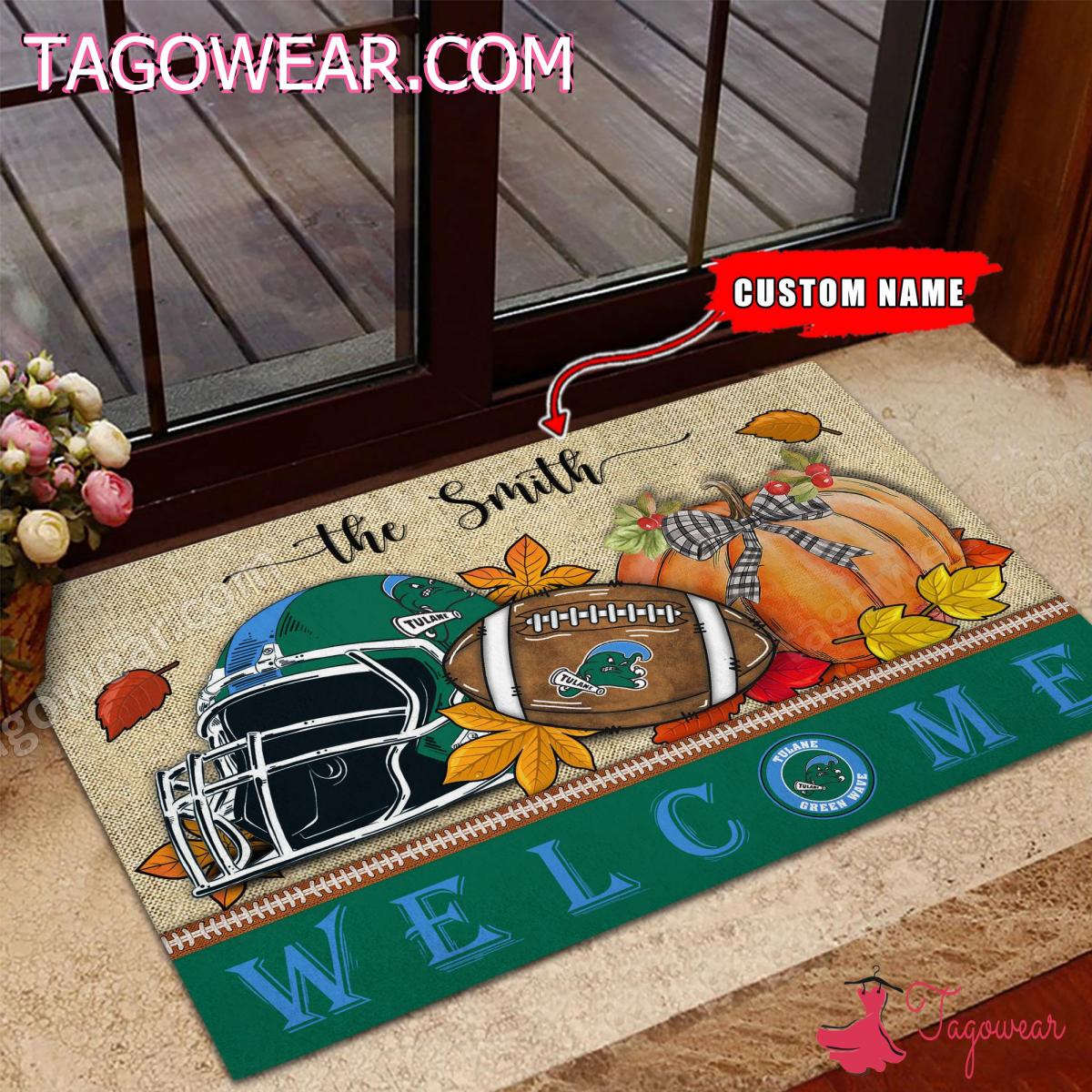 Tulane Green Wave Fall Welcome Custom Doormat