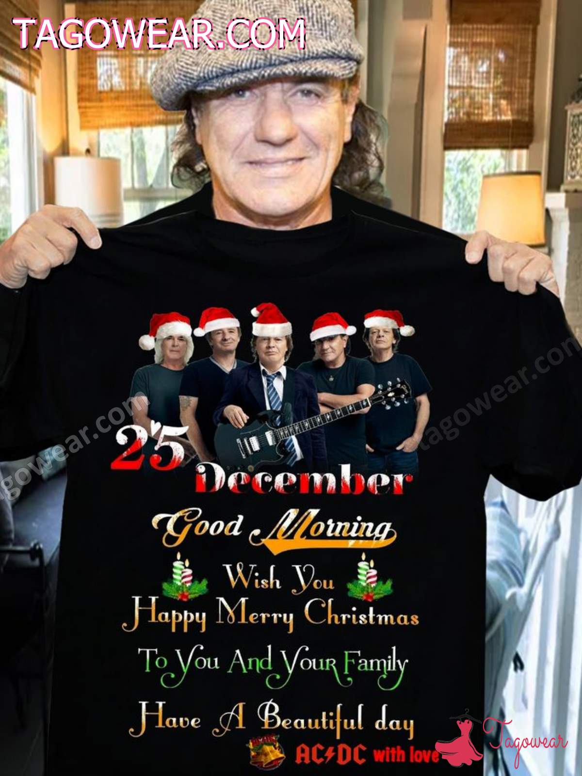 25 December Good Morning Wish You Happy Merry Christmas Ac Dc With Love Shirt