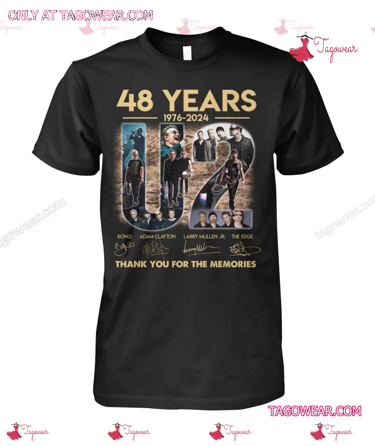 48 Years 1976-2024 U2 Signatures Thank You For The Memories Shirt a