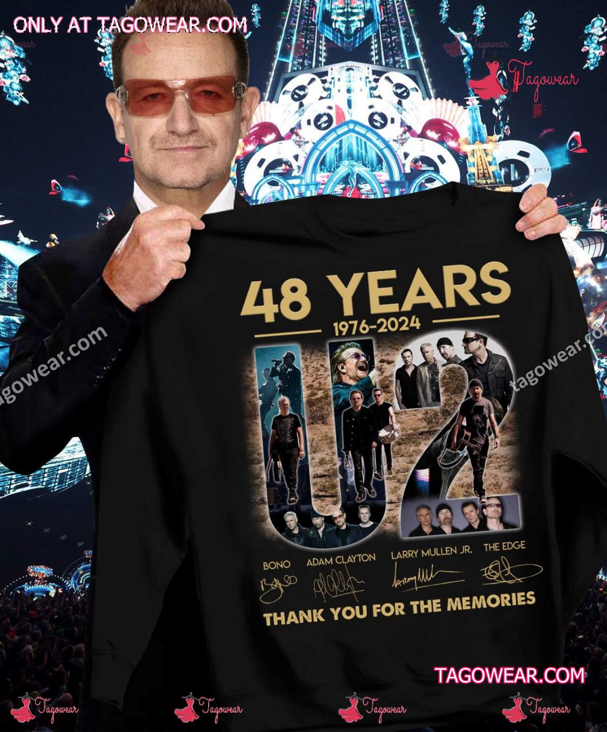 48 Years 1976-2024 U2 Signatures Thank You For The Memories Shirt