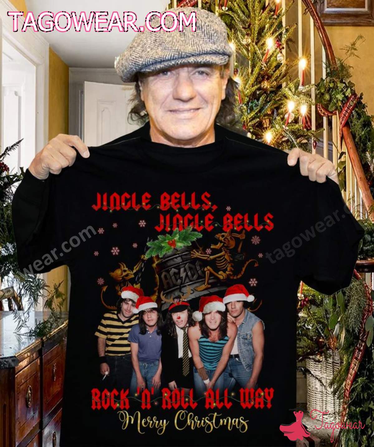 Ac Dc Jingle Bells Jingle Bells Rock N Roll All Way Merry Christmas Shirt