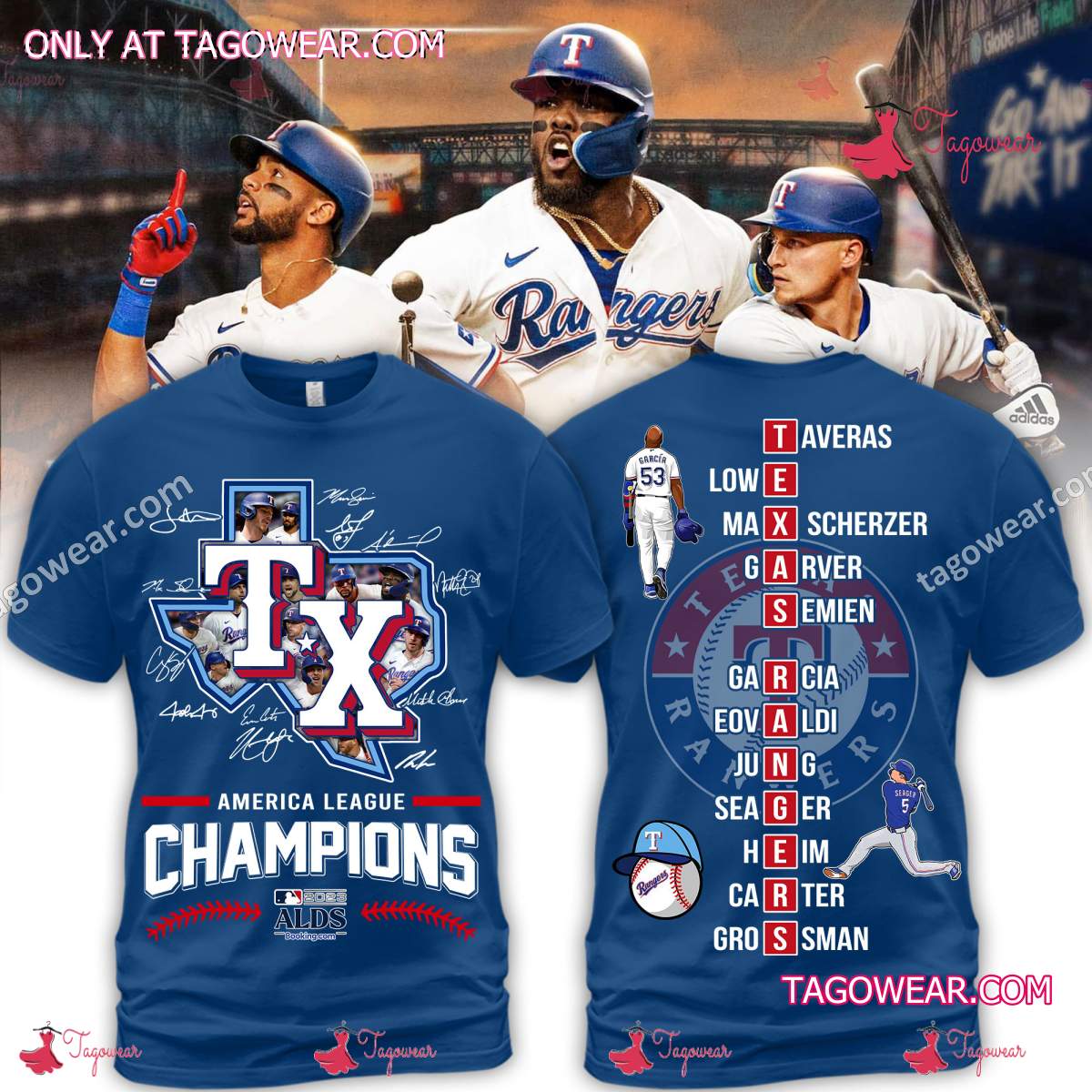 America League Champions Texas Rangers Signatures Shirt