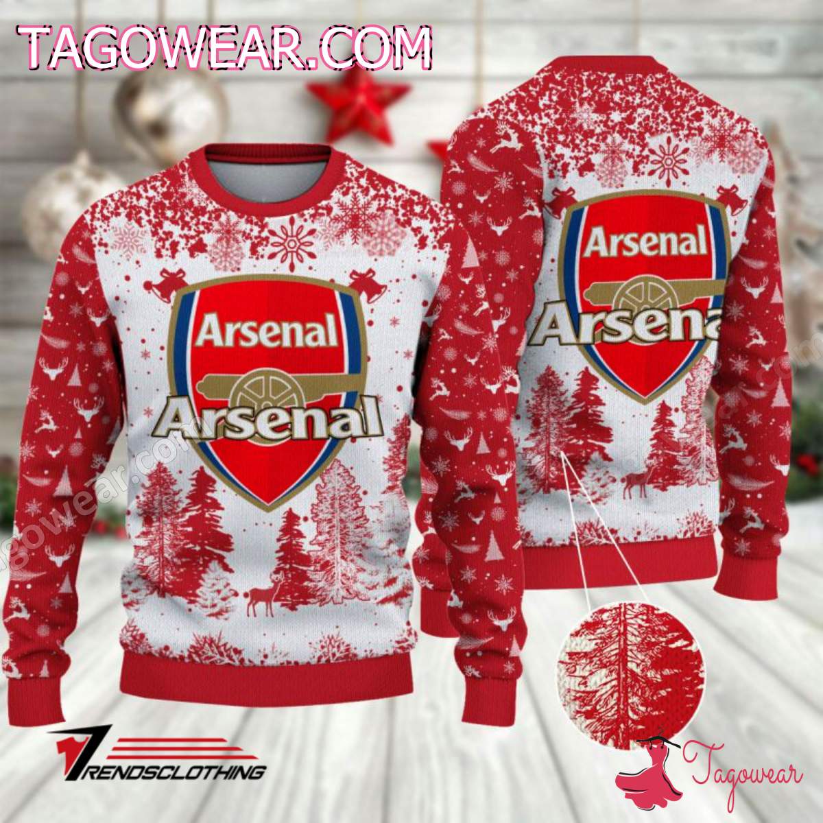 Arsenal  Falling Down Christmas Tree Sweater