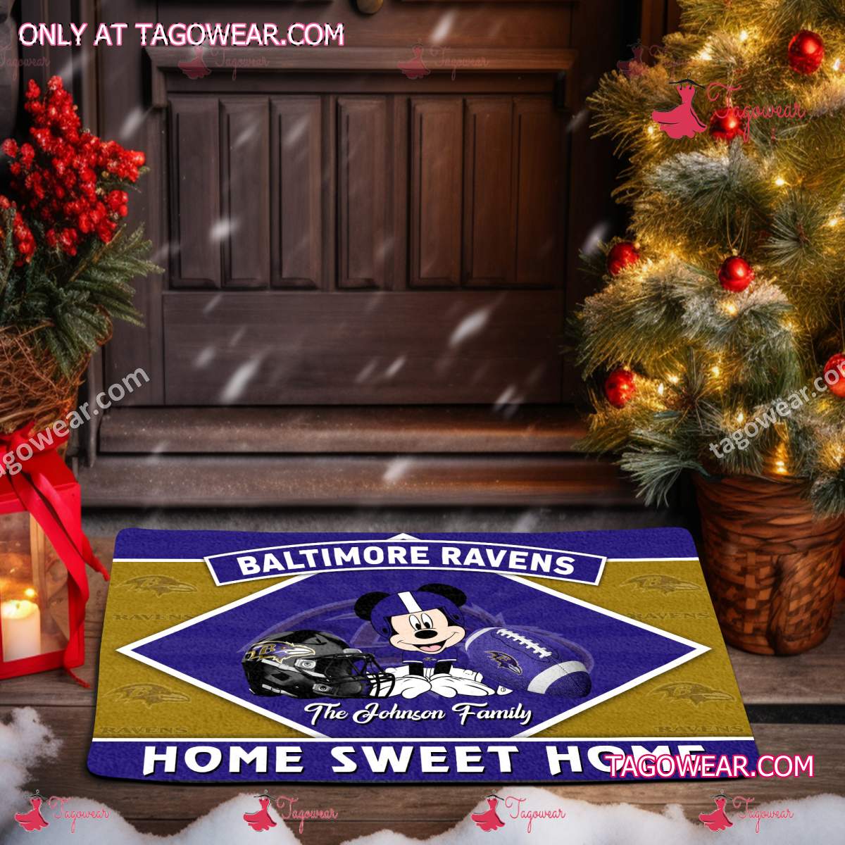 Baltimore Ravens Mickey Home Sweet Home Personalized Doormat a