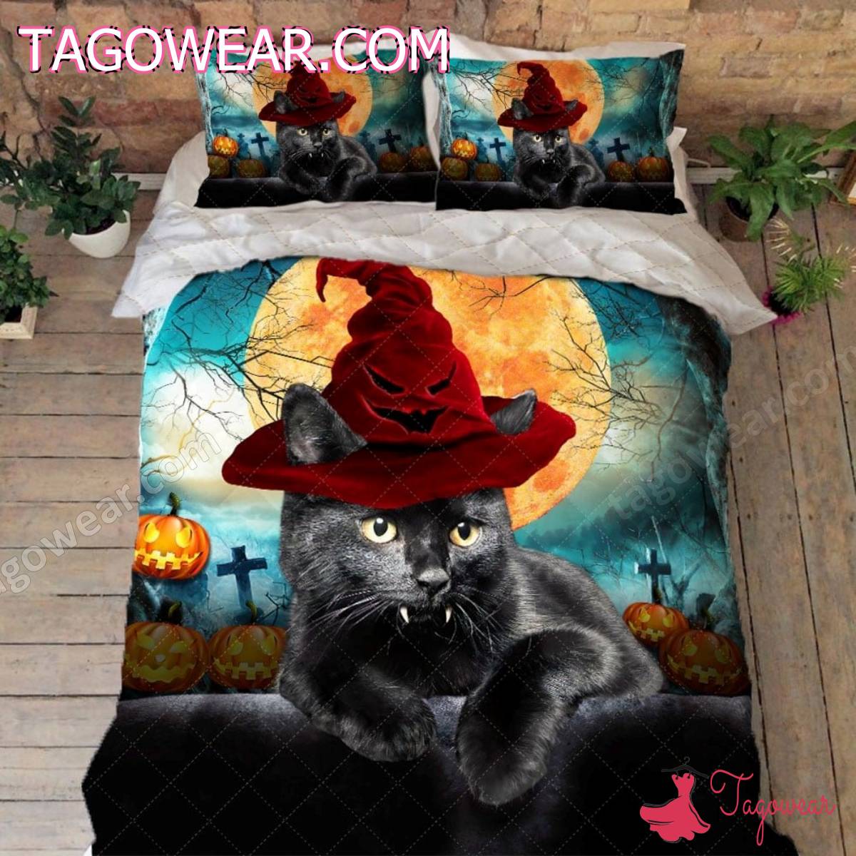Black Cat The Moon Halloween Bedding Set