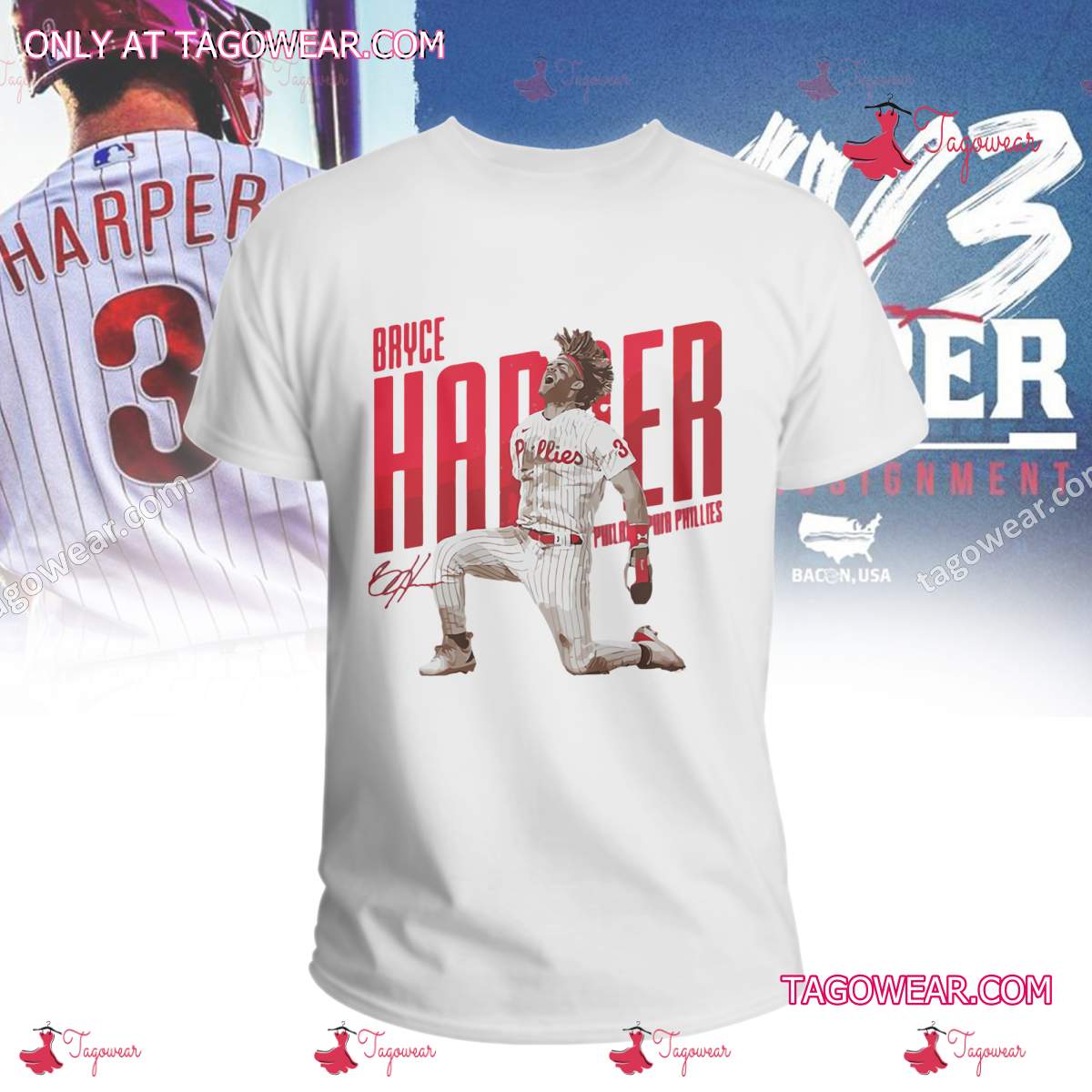 Bryce Harper Philadelphia Phillies Signature 3d Shirt a