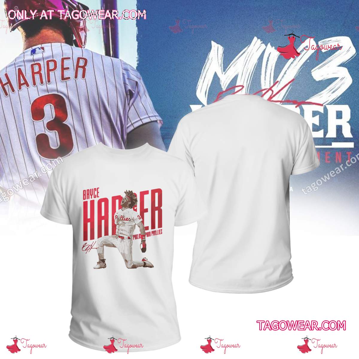 Bryce Harper Philadelphia Phillies Signature 3d Shirt
