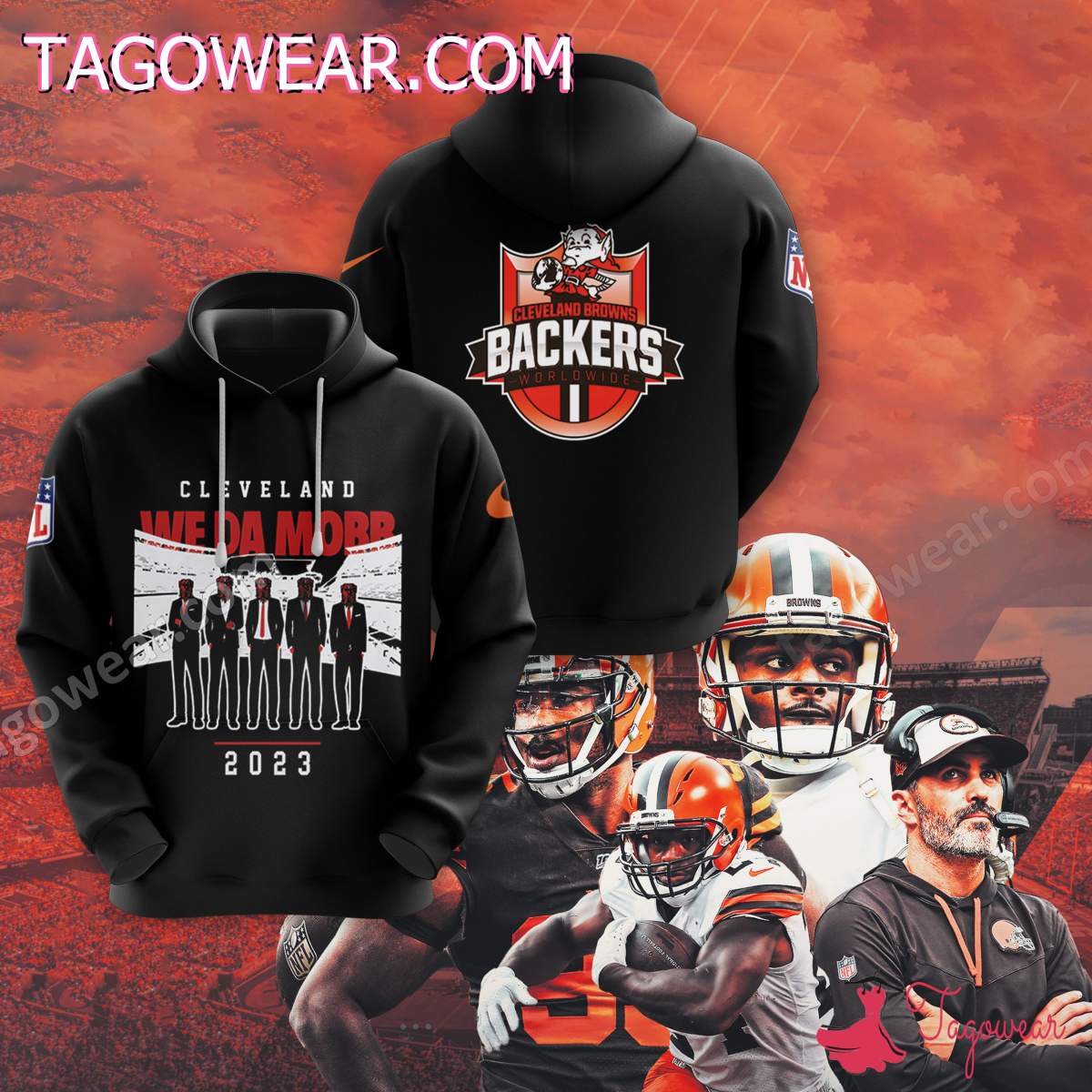 Cleveland Browns We Da Mobb 2023 Backers Worldwide Pullover Hoodie ...