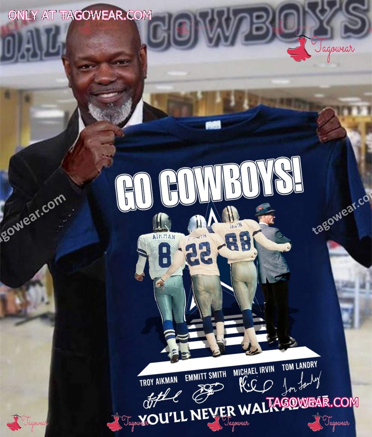 Dallas Cowboys Go Cowboys You'll Never Walk Alone Signatures Shirt