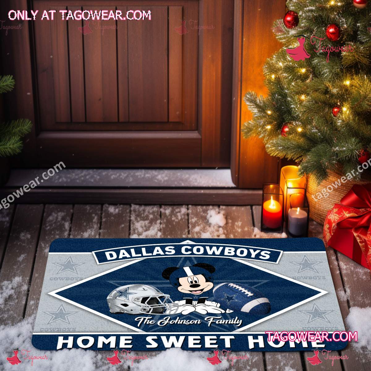 Dallas Cowboys Mickey Home Sweet Home Personalized Doormat y