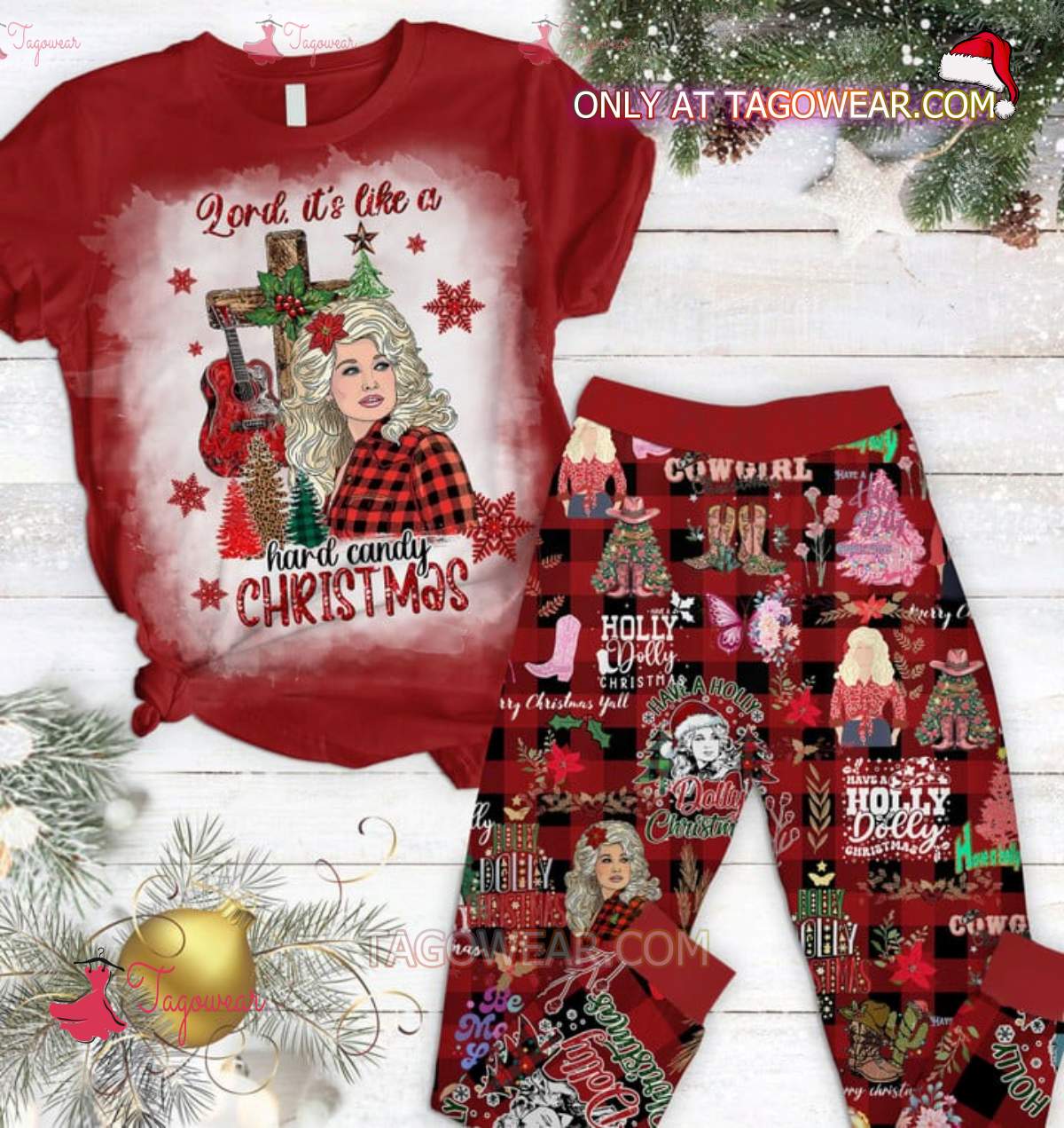 Dolly Parton Lord It's Like A Hard Candy Christmas Pajamas Set