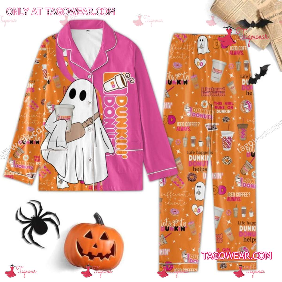 Ghost Dunkin' Donuts Halloween Women Pajamas Set a