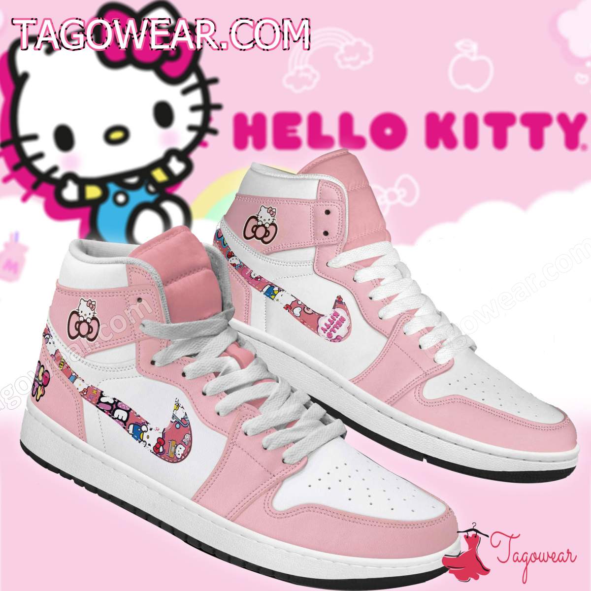 Hello Kitty Pink Bow Air Jordan High Top Shoes