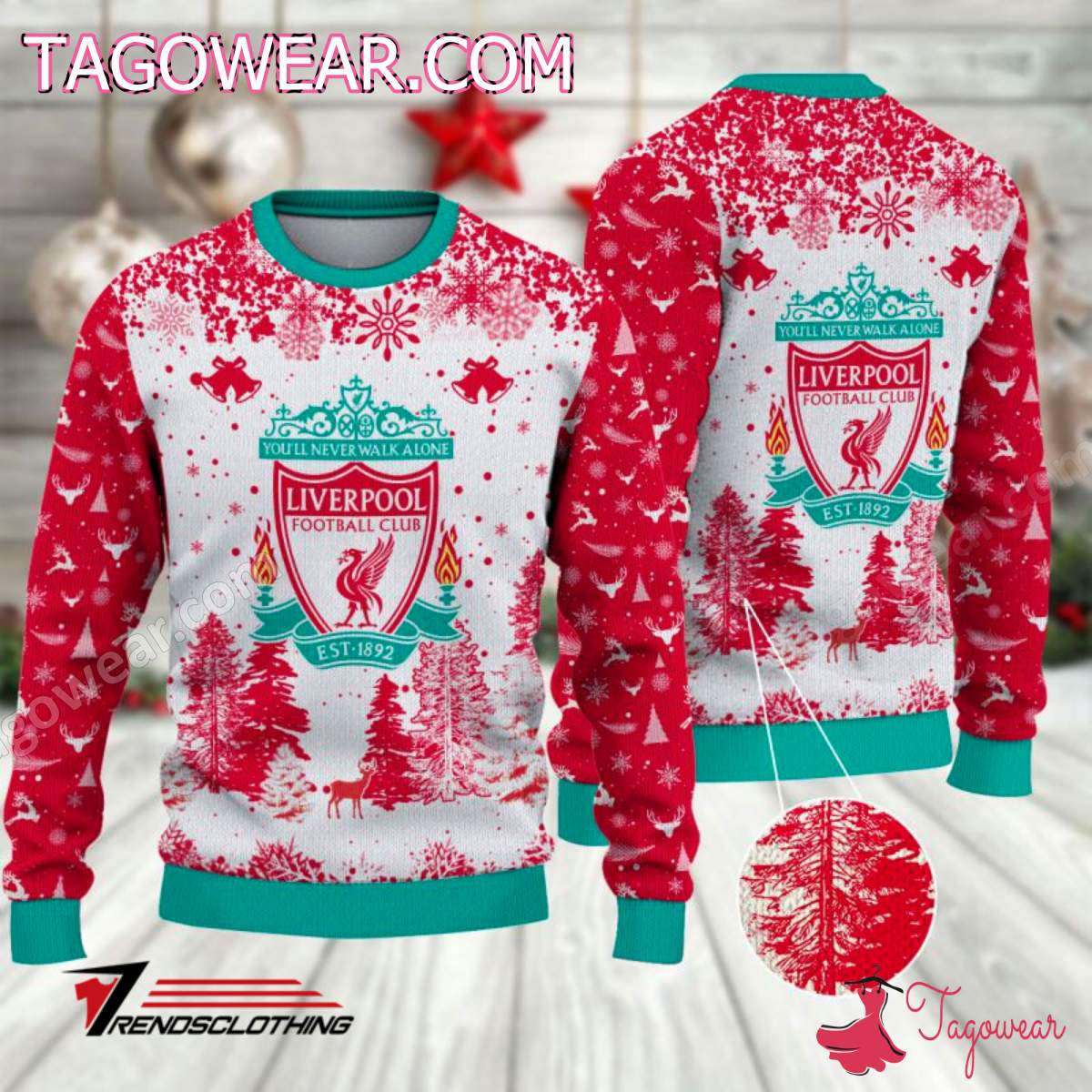 Liverpool Falling Down Christmas Tree Sweater