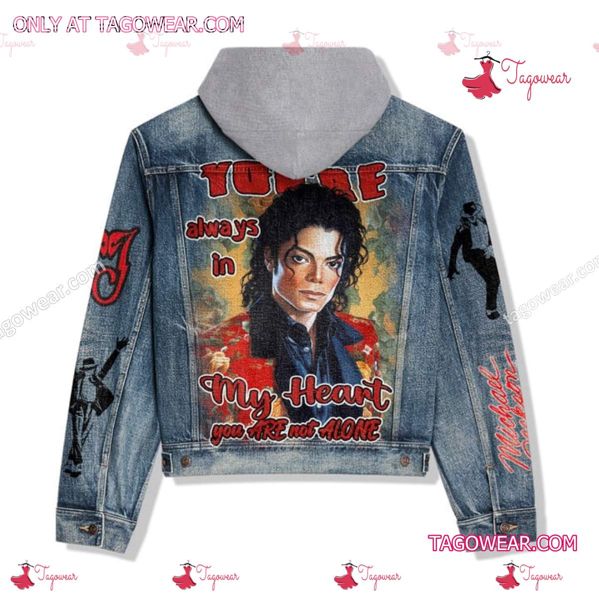 Michael Jackson You're Always In My Heart You Are Not Alone Jean Jacket Hoodie a
