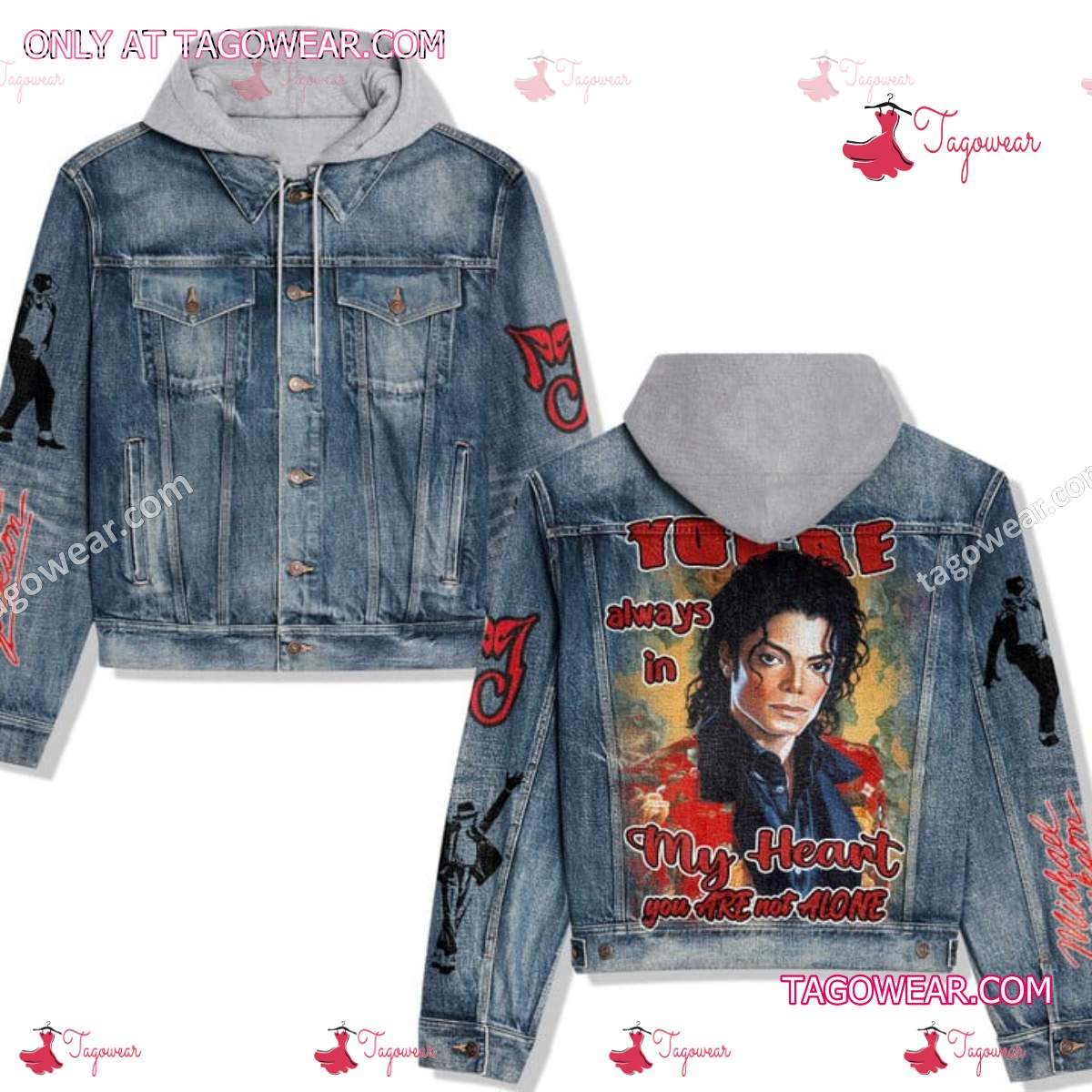 Michael Jackson You're Always In My Heart You Are Not Alone Jean Jacket Hoodie