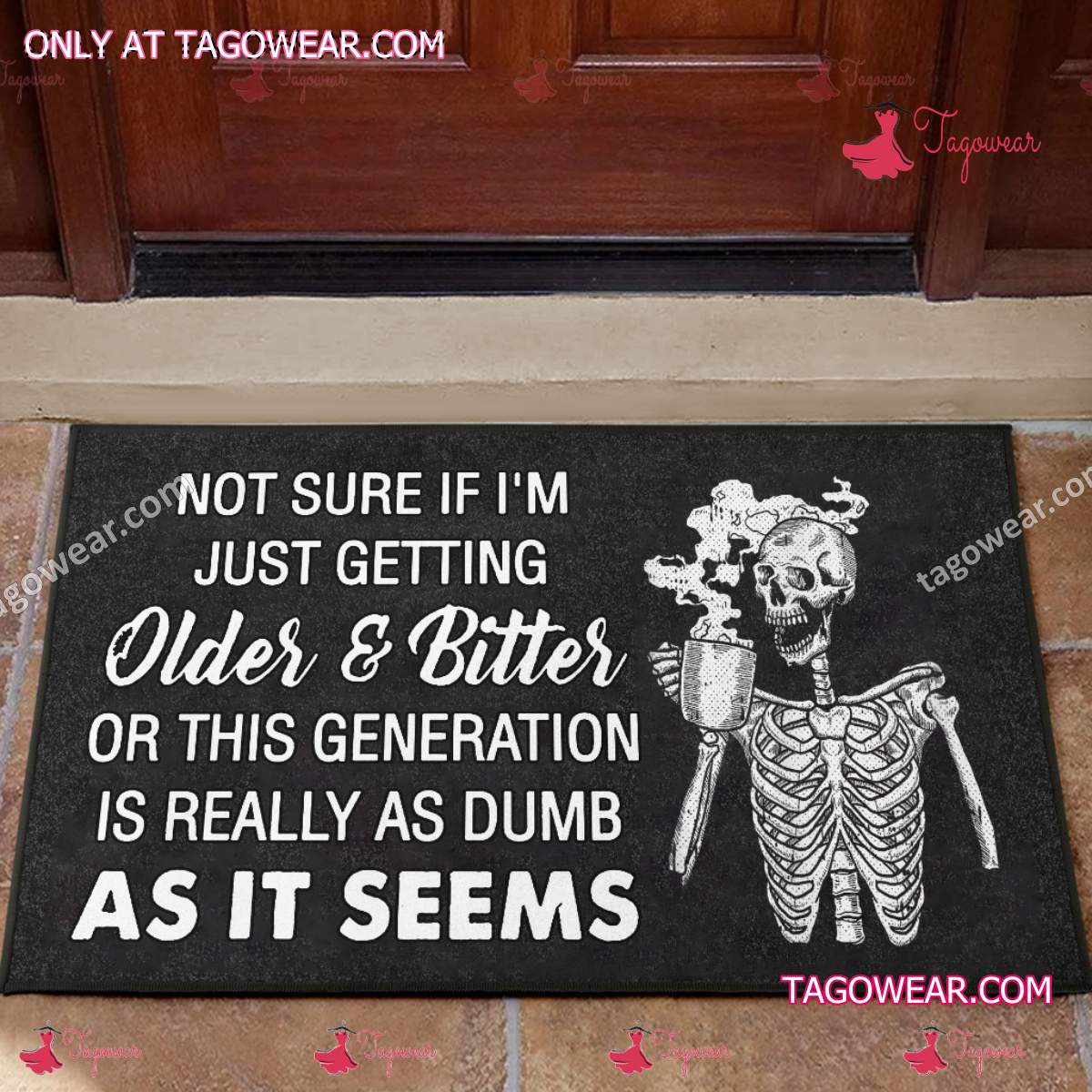 Not Sure If I'm Just Getting Older And Bitter Skull Doormat