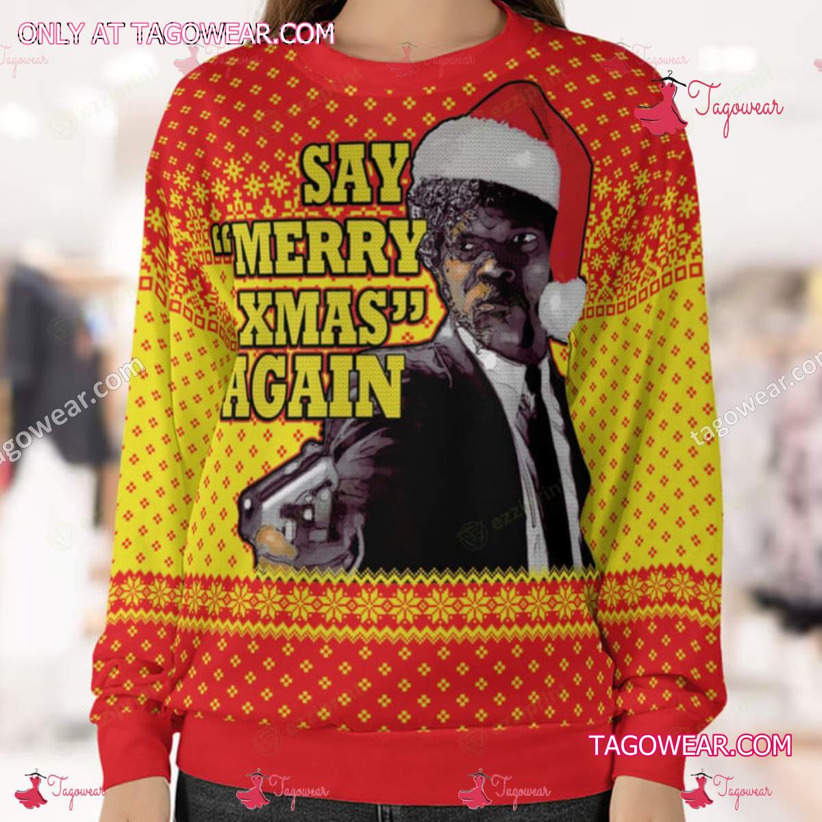 Pulp Fiction Say Merry Xmas Again Ugly Christmas Sweater