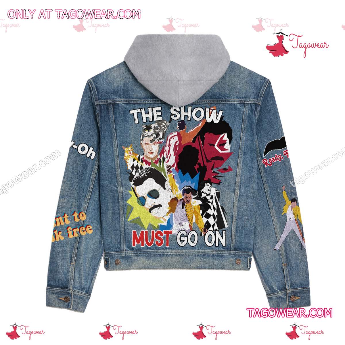Queen Band The Show Must Go On Jean Jacket Hoodie a