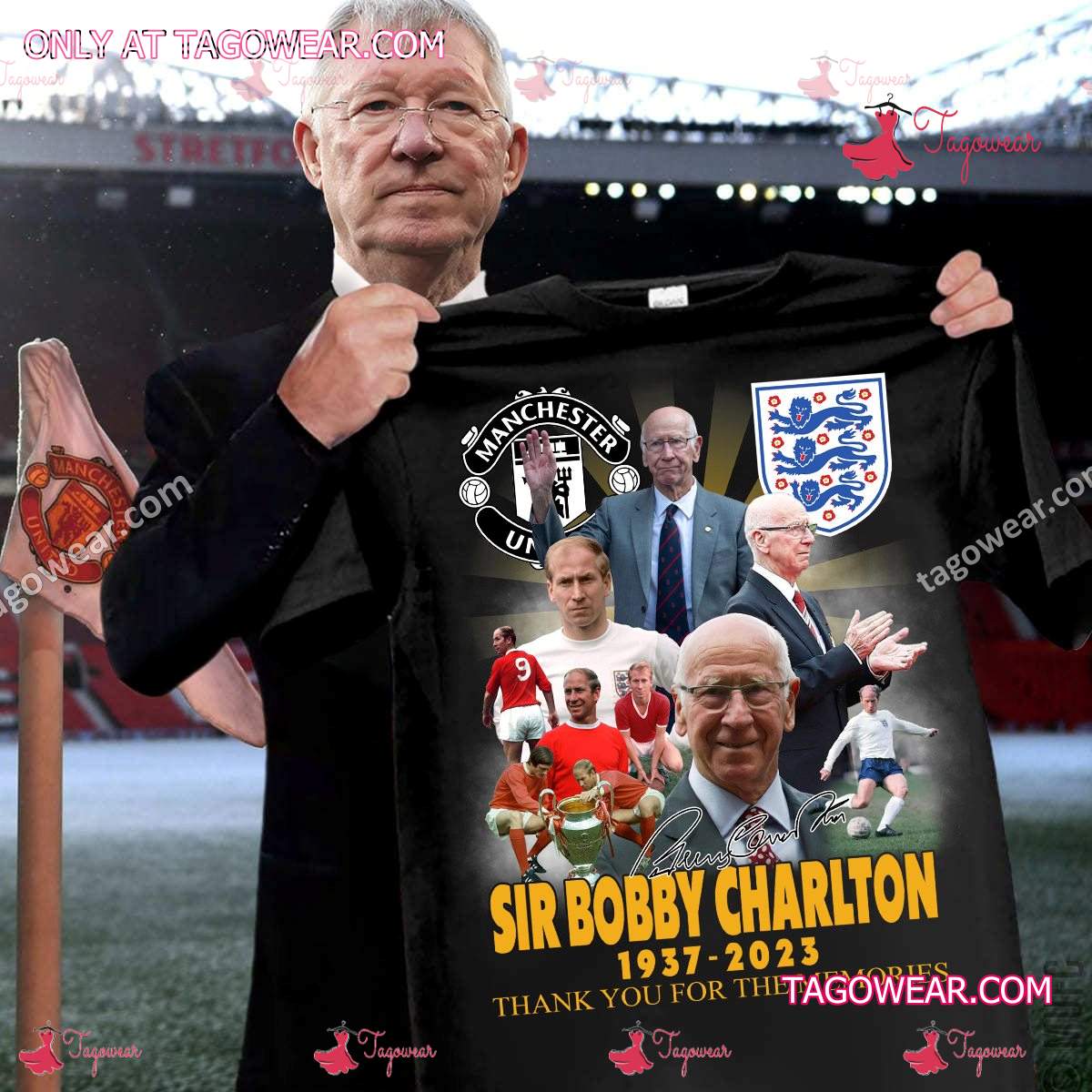 Sir Bobby Charlton 1937-2023 Thank You For The Memories Manchester United Shirt