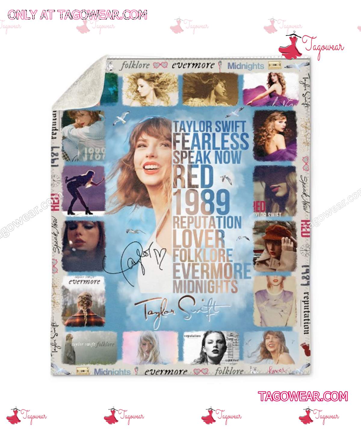 Taylor Swift Fearless Speak Now Red 1989 Reputation Lover Folklore Evermore Midnights Blanket a