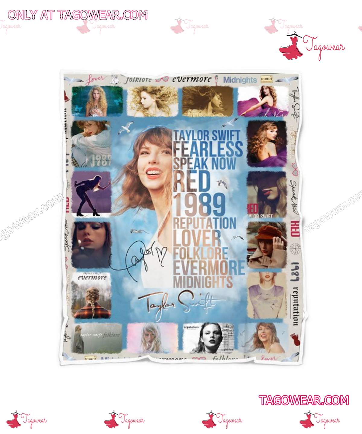 Taylor Swift Fearless Speak Now Red 1989 Reputation Lover Folklore Evermore Midnights Blanket