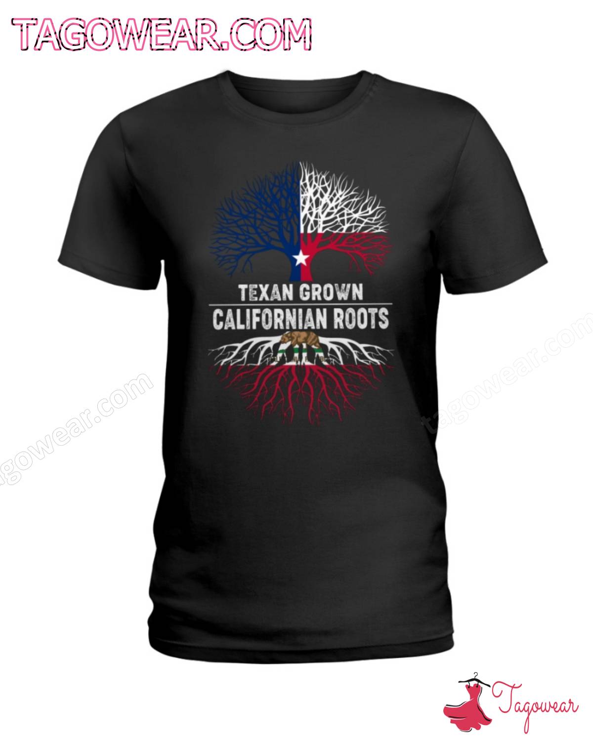 Texan Grown Californian Roots Texas Flag Shirt