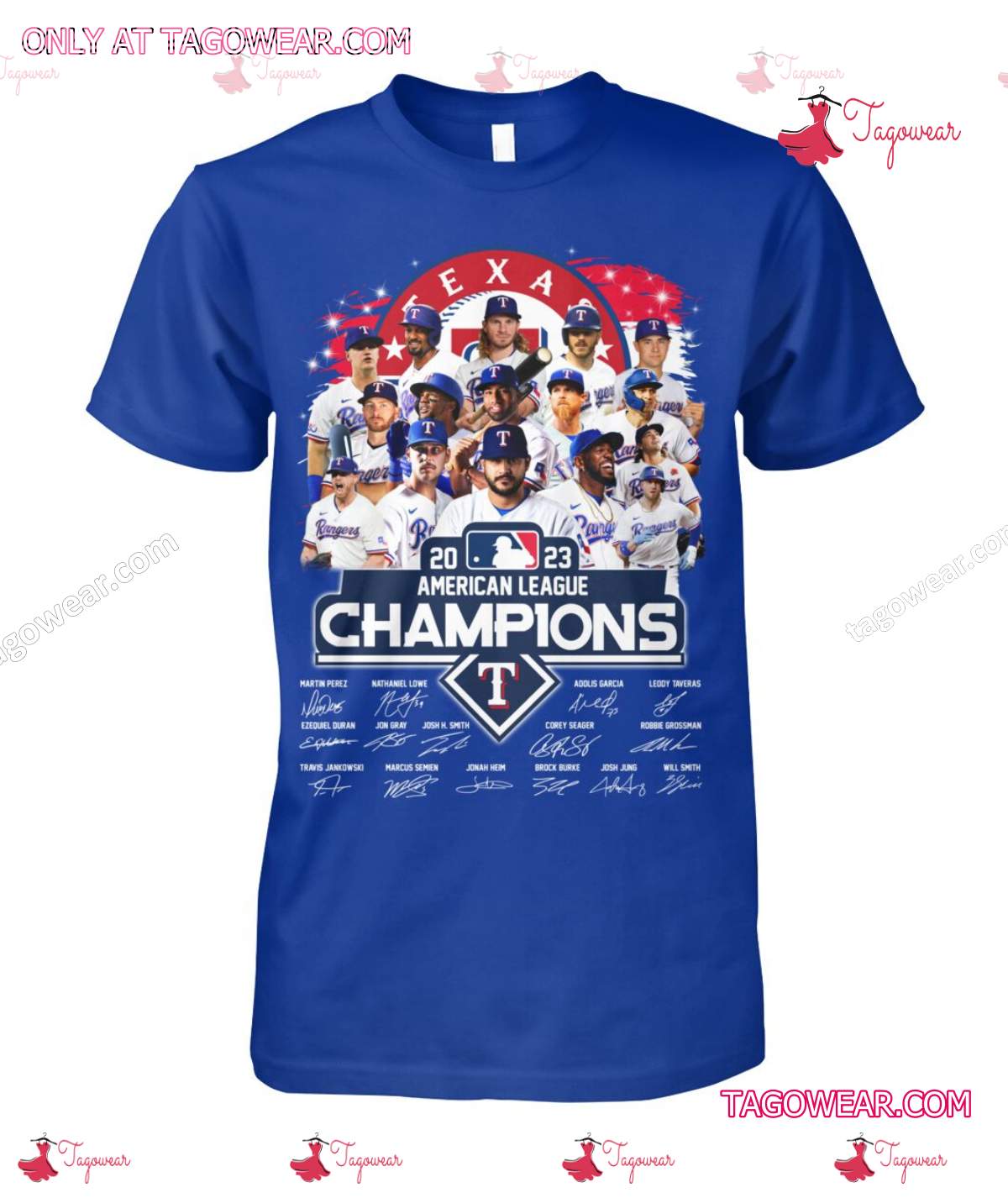 Texas Rangers 2023 American League Champions Signatures Shirt a