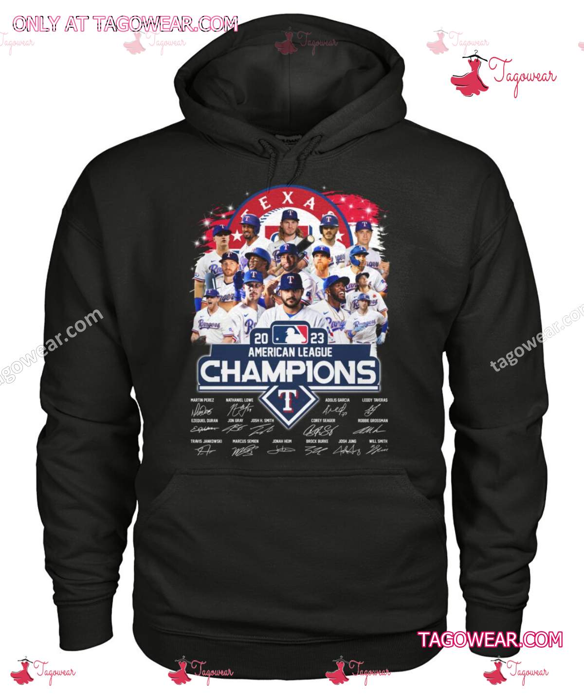 Texas Rangers 2023 American League Champions Signatures Shirt b