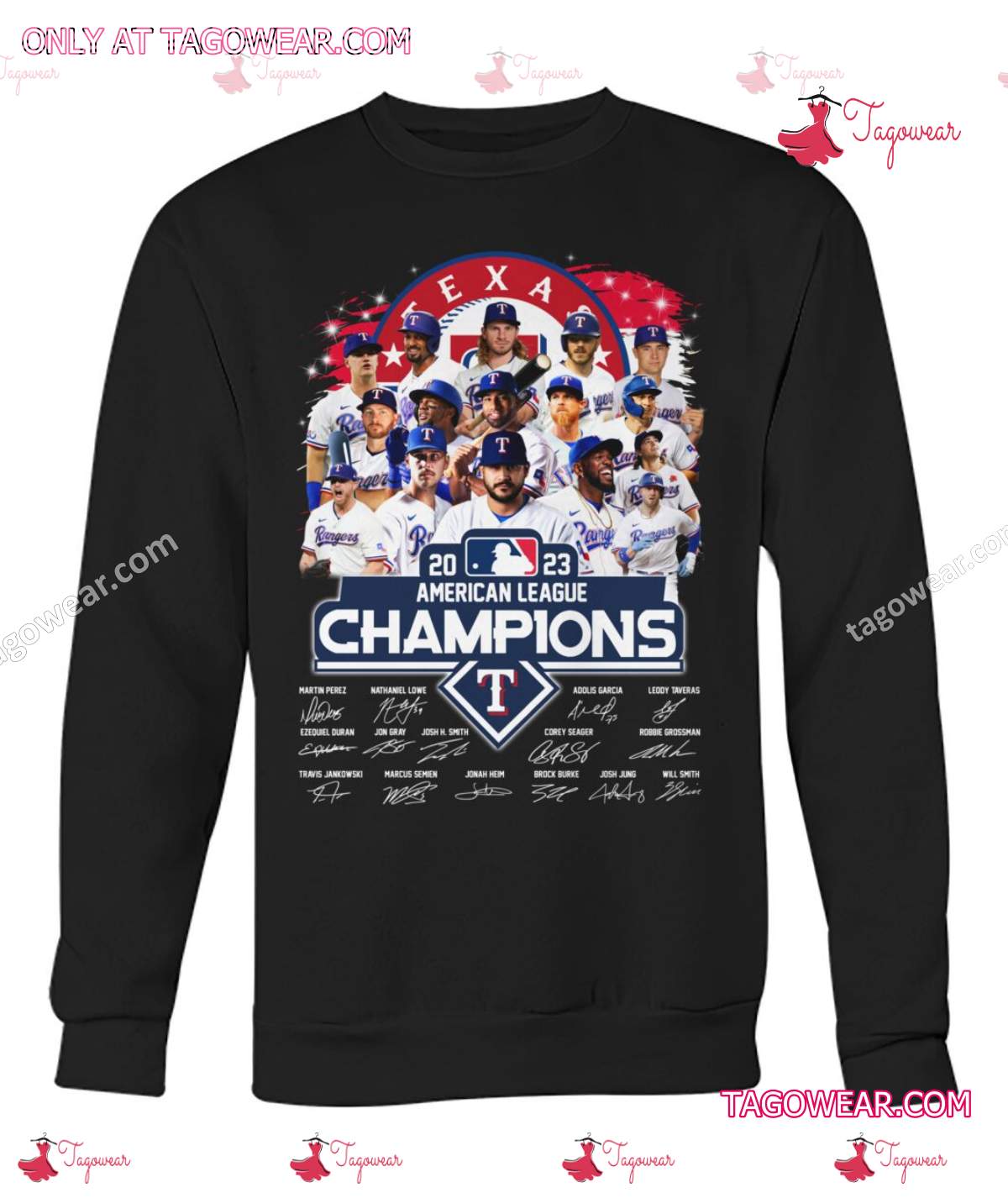 Texas Rangers 2023 American League Champions Signatures Shirt c