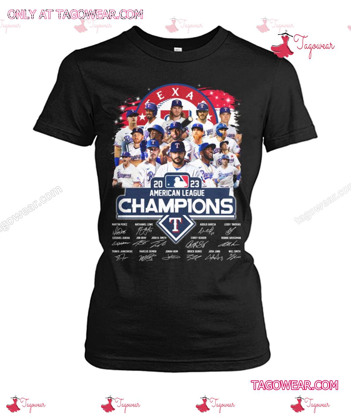 Texas Rangers 2023 American League Champions Signatures Shirt y