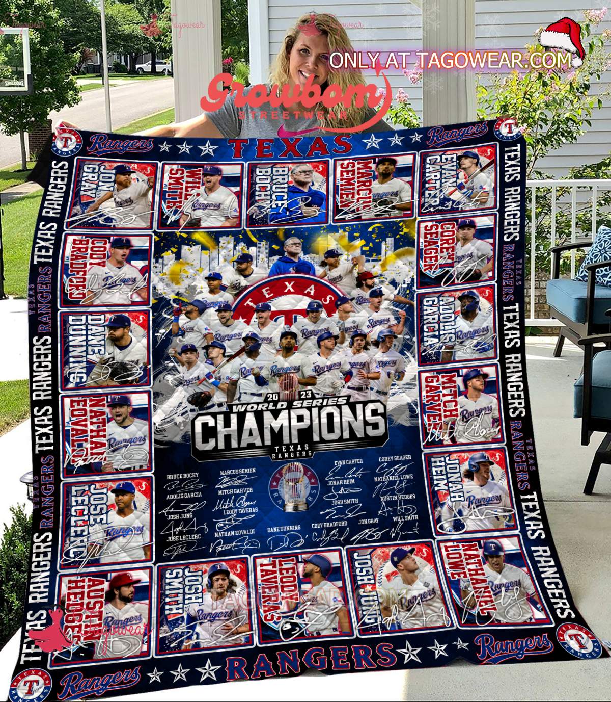 2023 World Series Champions Texas Rangers Signatures Blanket a
