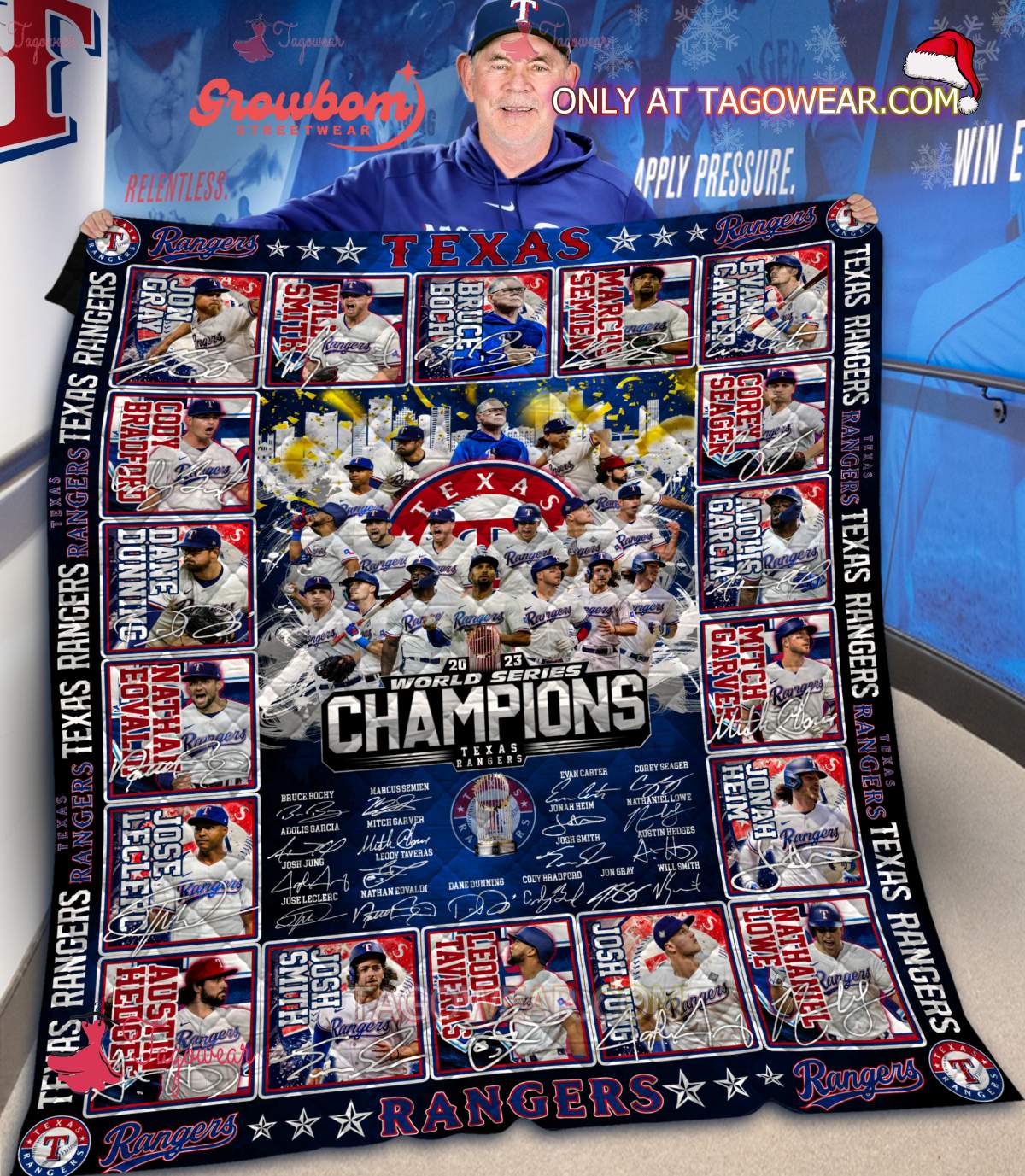 2023 World Series Champions Texas Rangers Signatures Blanket