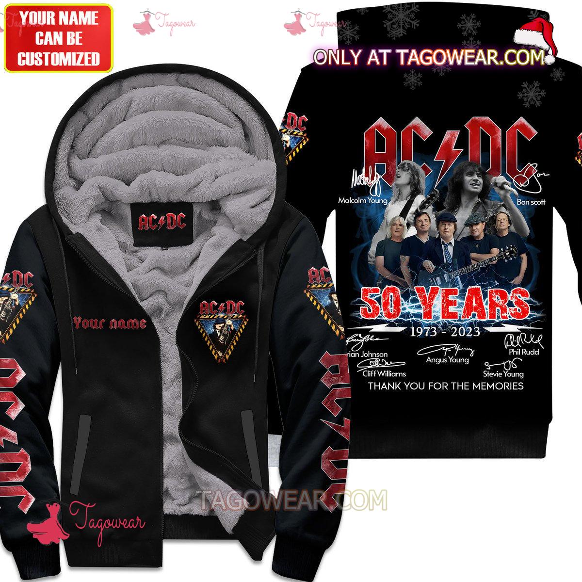 Ac Dc 50 Years 1973-2023 Signatures Personalized Fleece Hoodie a