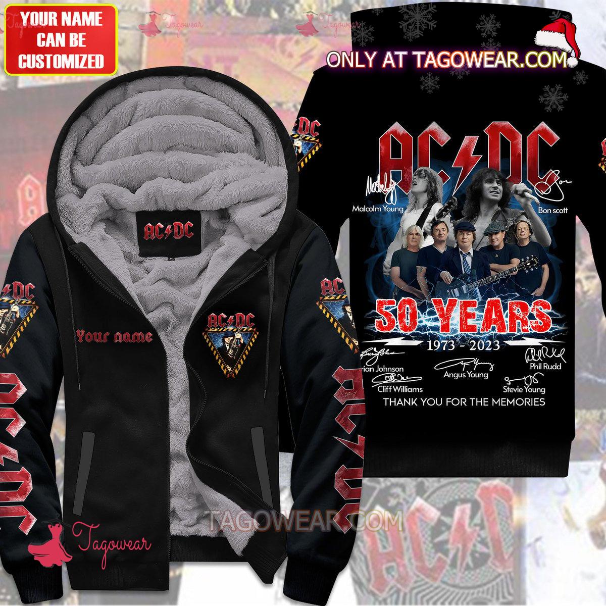 Ac Dc 50 Years 1973-2023 Signatures Personalized Fleece Hoodie