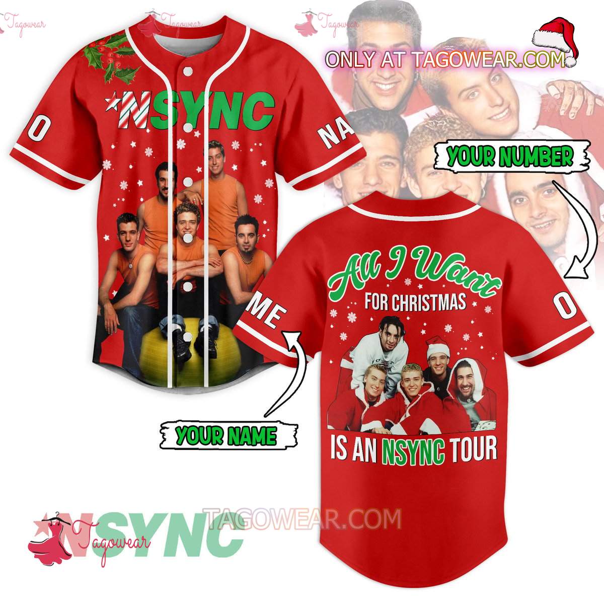 All I Want For Christmas Is An Nsync Tour Personalized Baseball Jersey