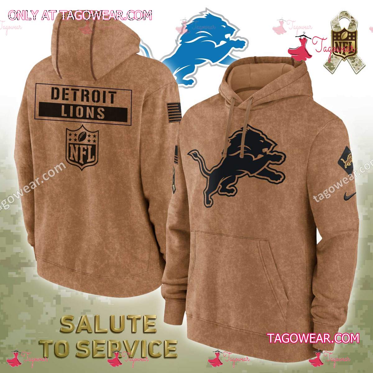 Lions veterans best sale day hoodie