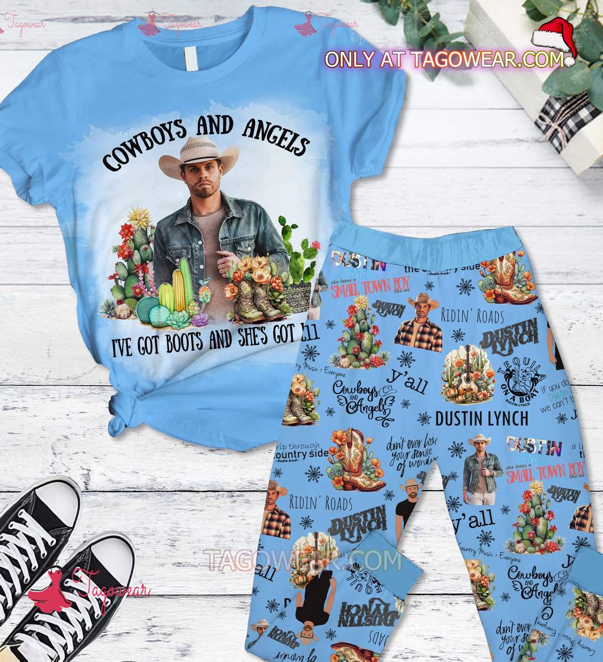 Dustin Lynch Cowboys And Angels I've Got And She's Got Wings Family Pajamas Set
