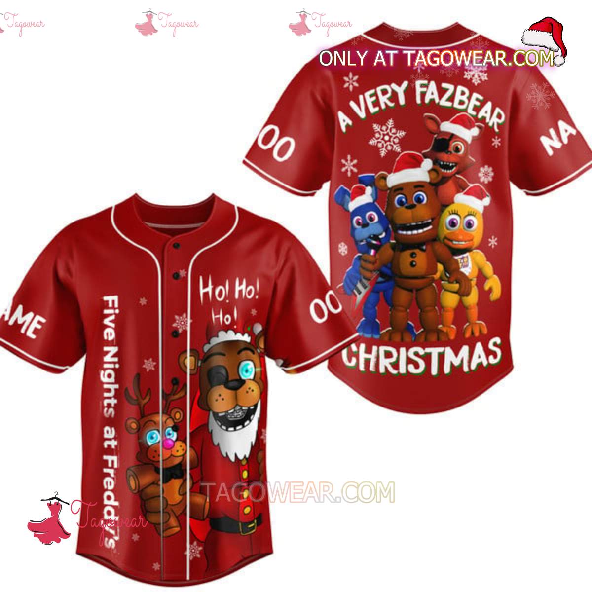 Five Nights At Freddy's A Very Fazbear Christmas Personalized Baseball Jersey