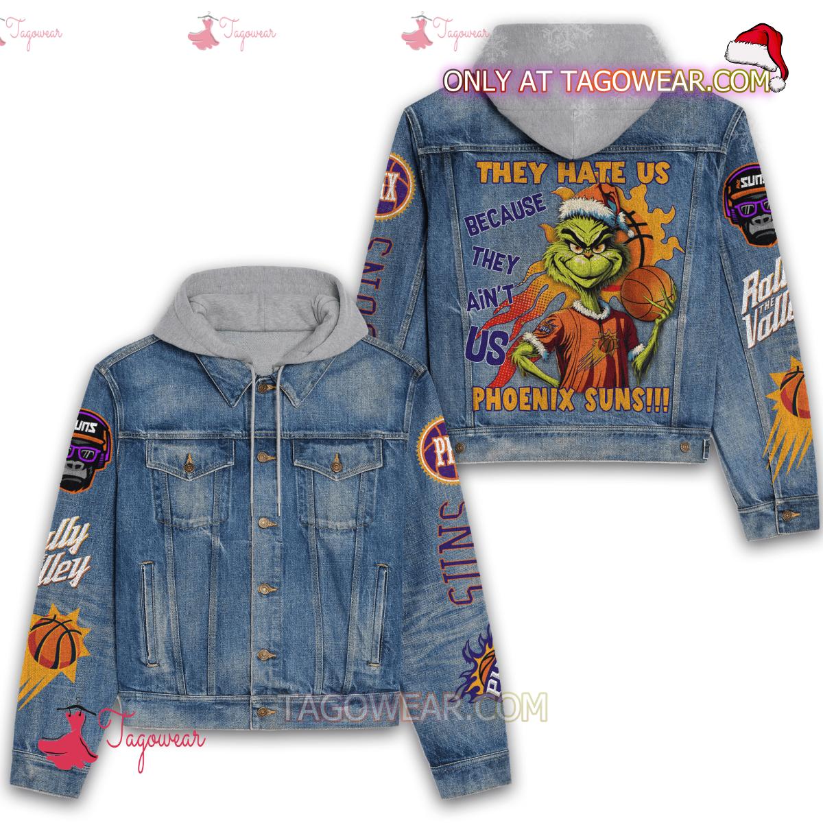 Grinch They Hate Us Because They Ain't Us Phoenix Suns Jean Hoodie Jacket