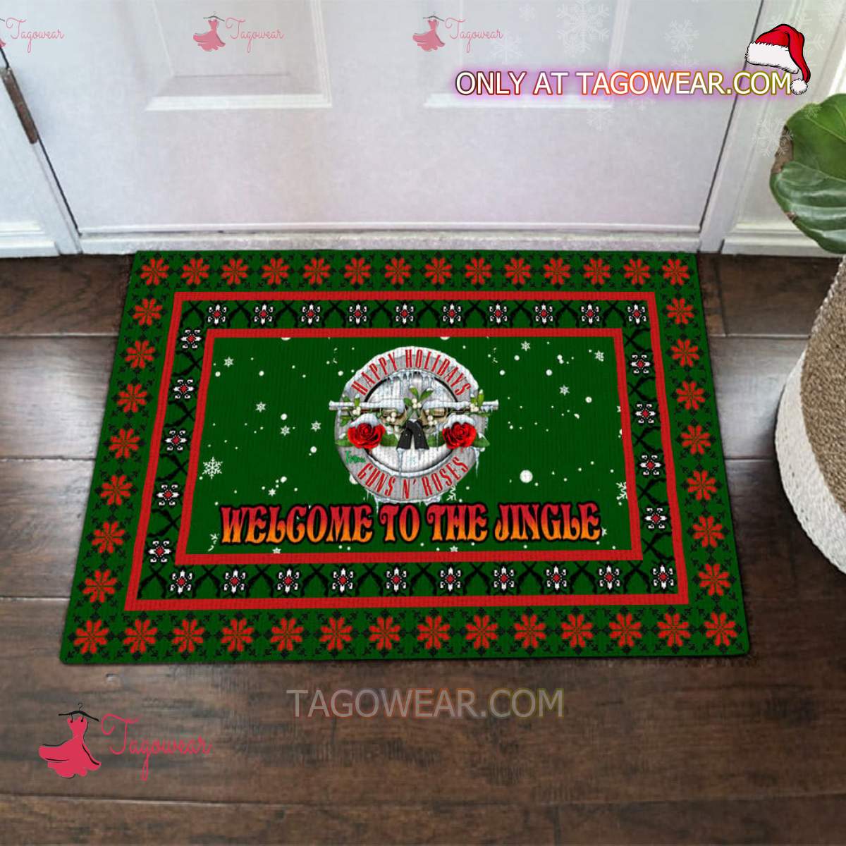 Happy Holidays Guns N' Roses Welcome To The Jingle Christmas Doormat a