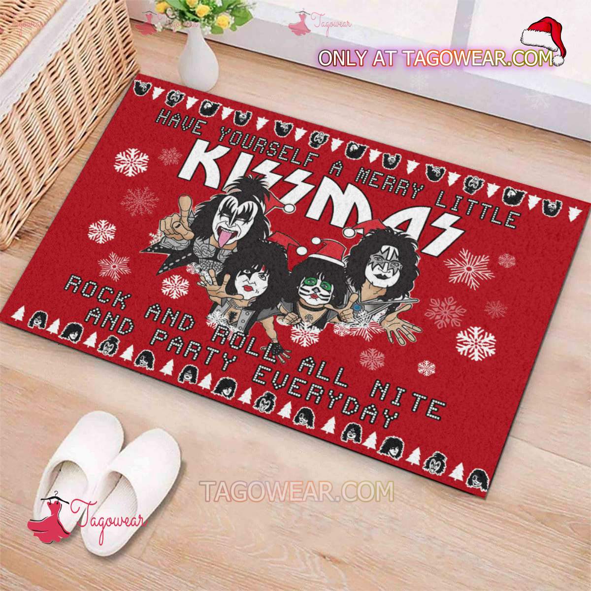 Have Yourself A Merry Little Kissmas Rock And Roll Doormat a