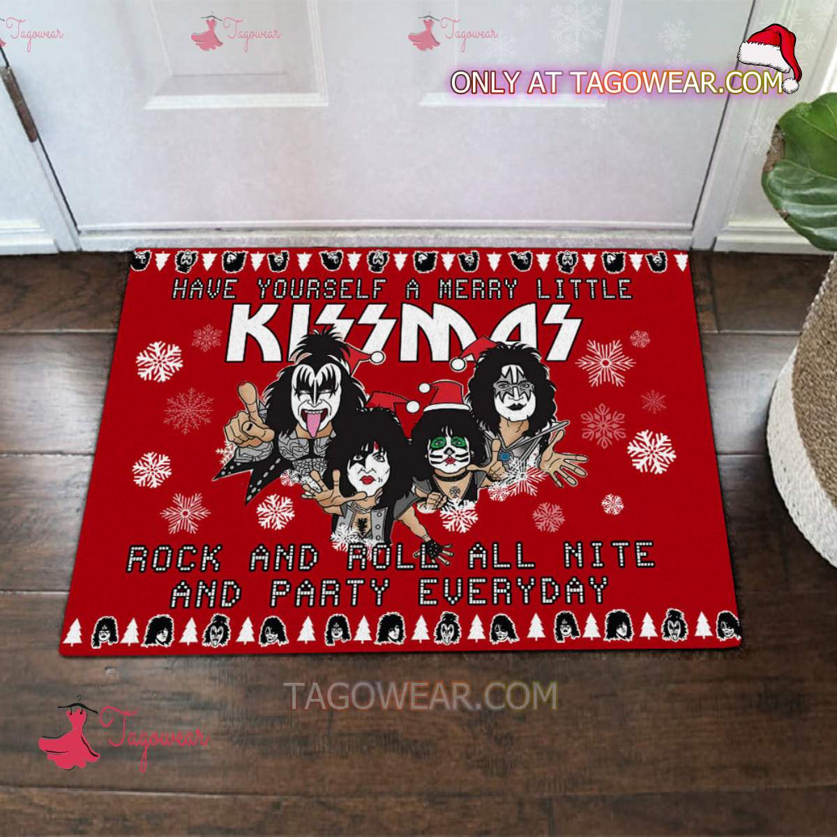 Have Yourself A Merry Little Kissmas Rock And Roll Doormat