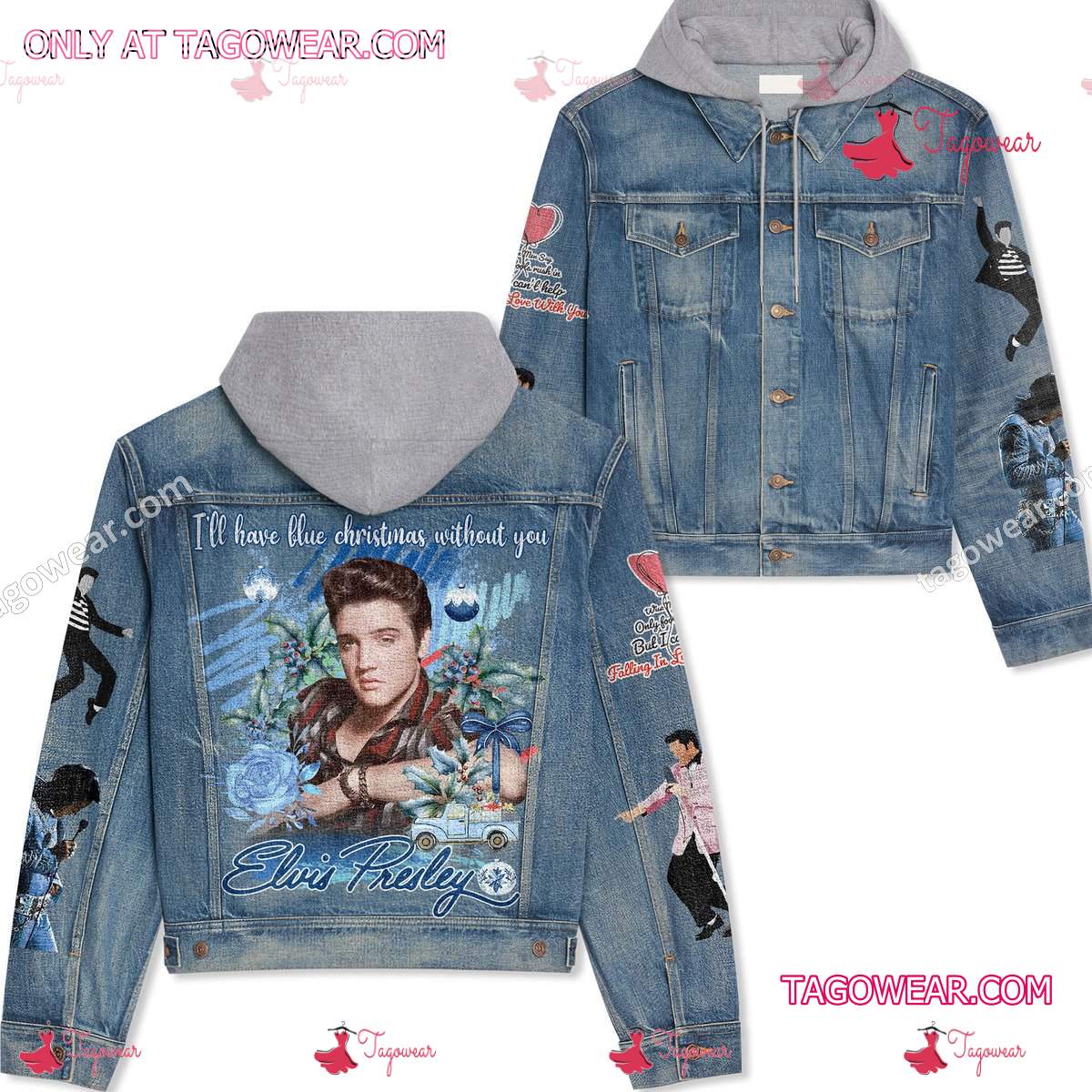 I'll Have Blue Christmas Without You Elvis Presley Jean Hoodie Jacket