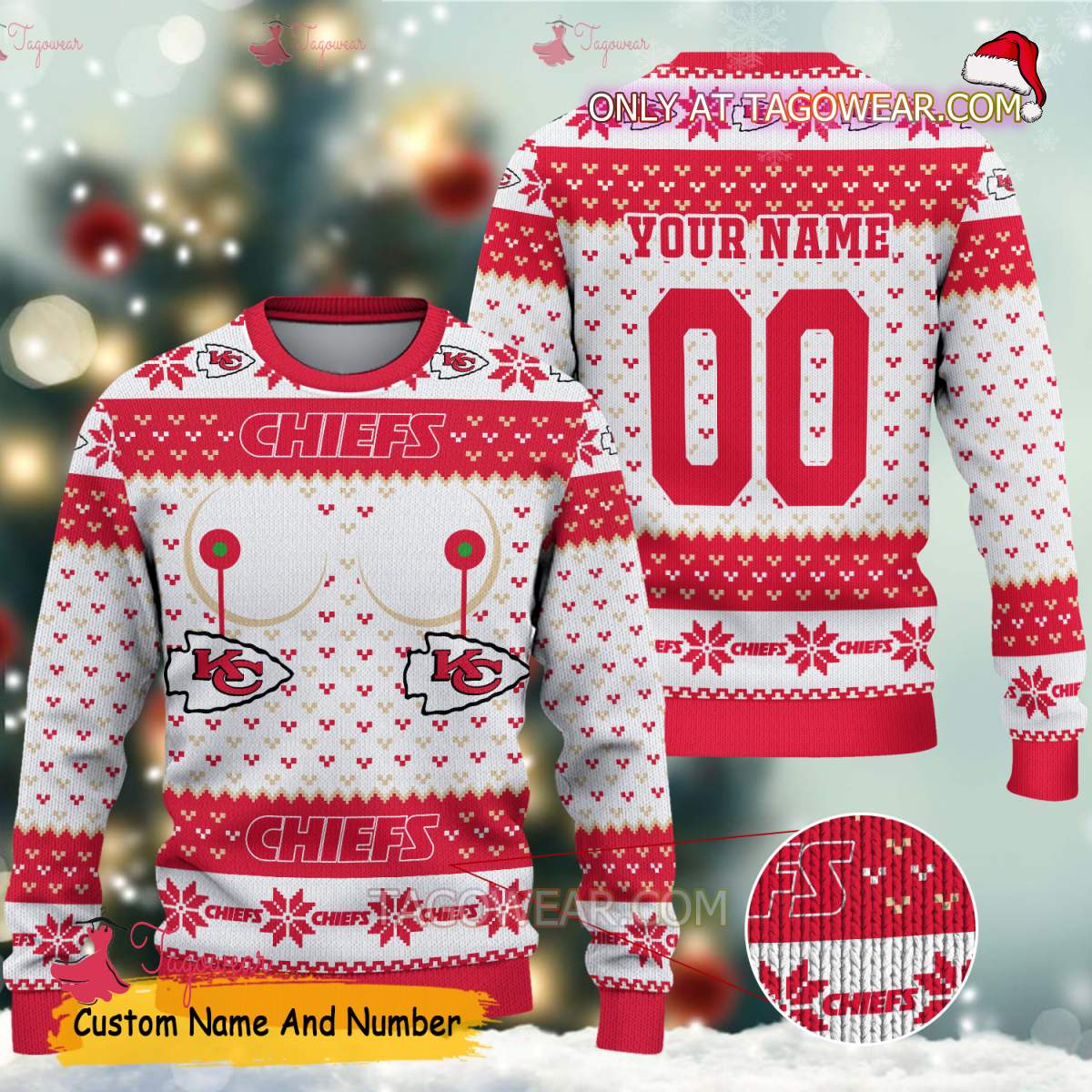 Kansas City Chiefs NFL Titties Funny Personalized Christmas Sweater