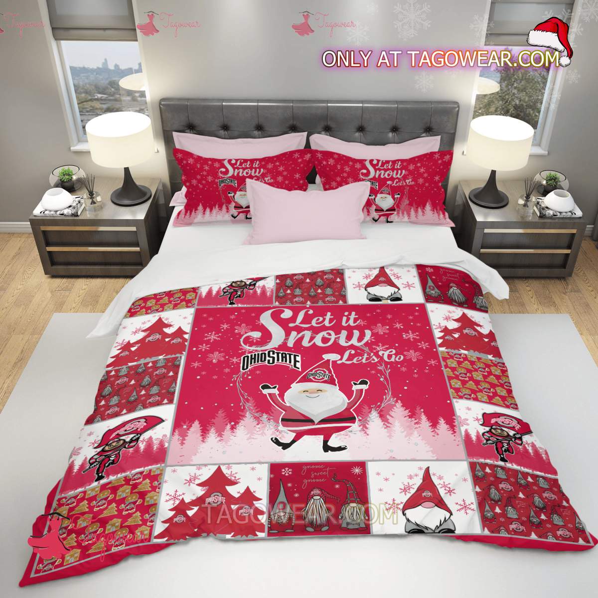Ohio State Buckeyes Let It Snow Let's Go Bedding Set a