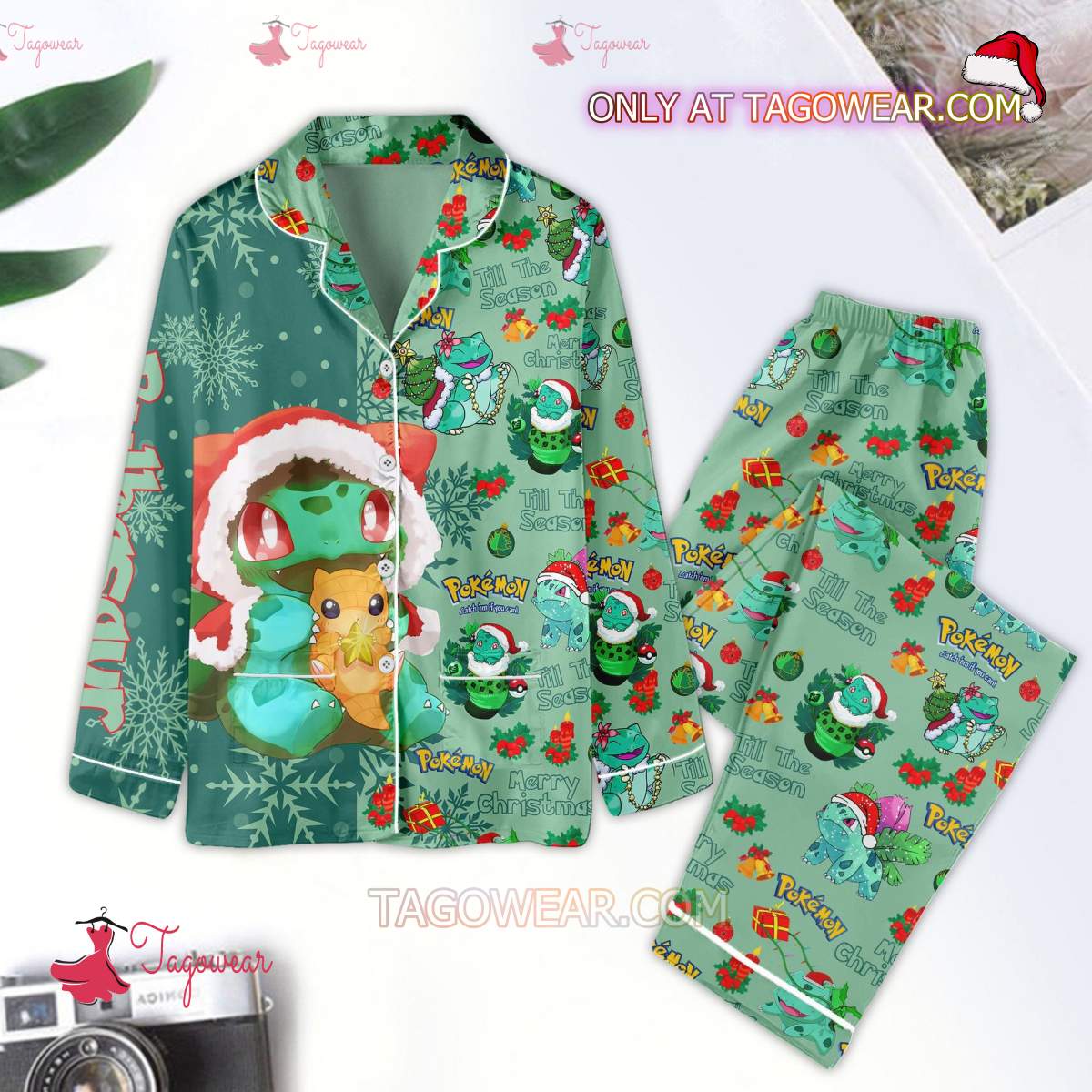 Pokemon Bulbasaur Merry Christmas Pajamas For Men Women Set