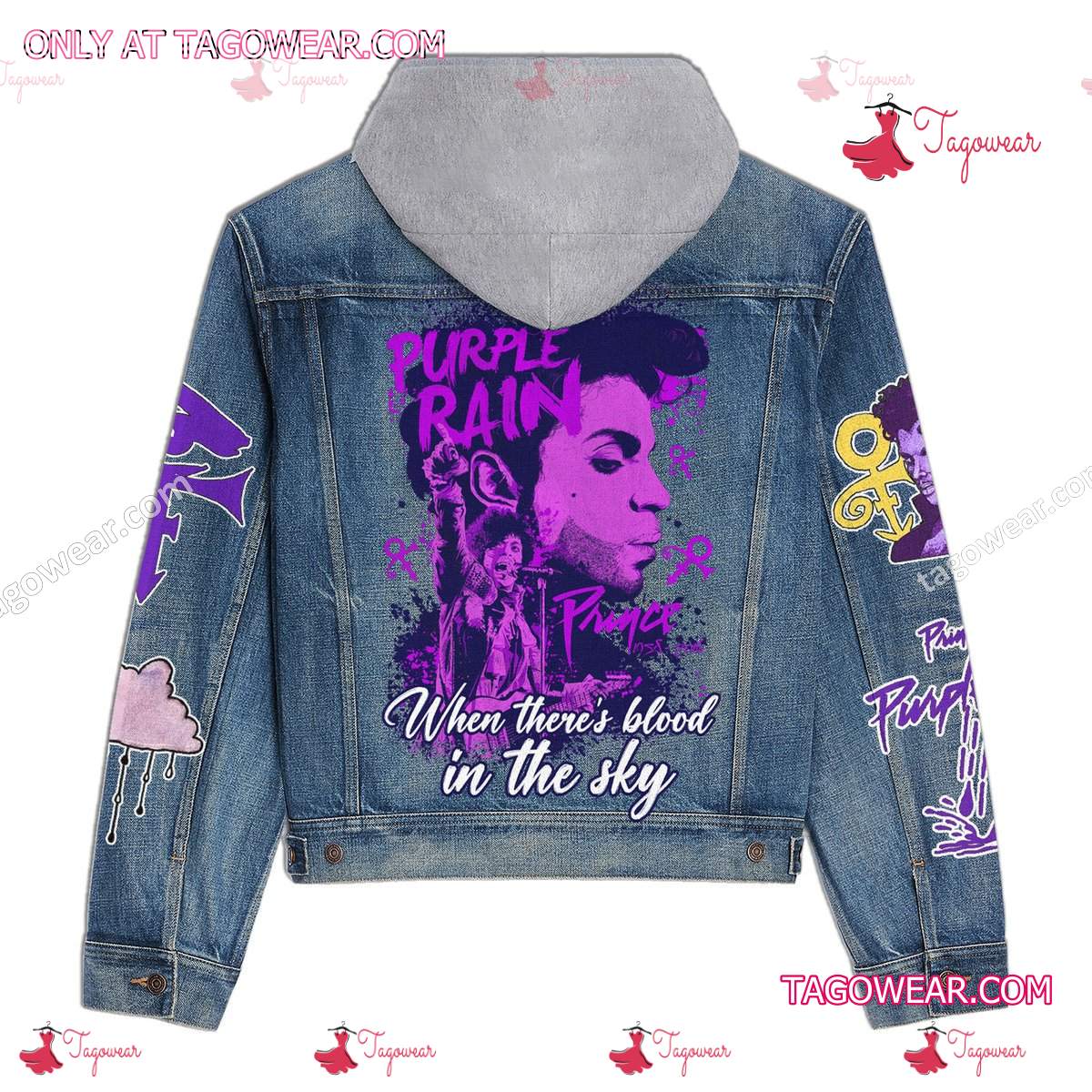 Prince Purple Rain When There's Blood In The Sky Jean Jacket Hoodie a