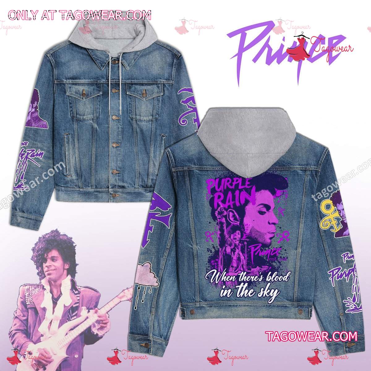 Prince Purple Rain When There's Blood In The Sky Jean Jacket Hoodie
