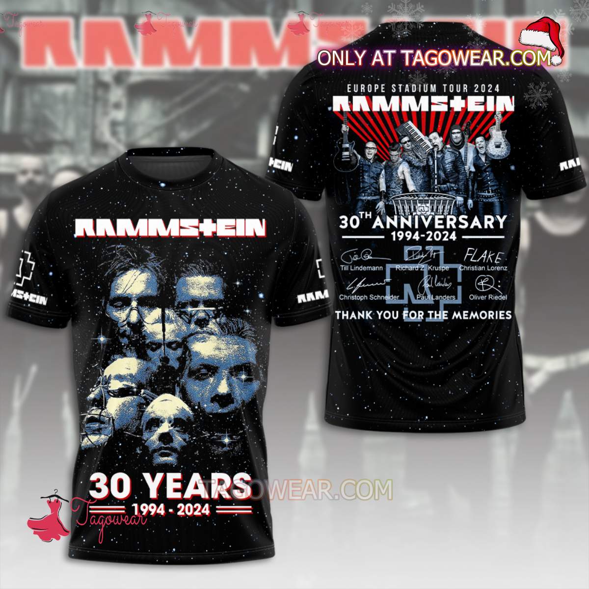 Rammstein 30 Years 1994-2024 Signatures Thank You For The Memories 3D Apparels